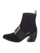 Roger Vivier Velvet Colorblock Pattern Lace-Up Boots