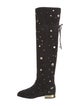 Roger Vivier Suede Studded Accents Lace-Up Boots