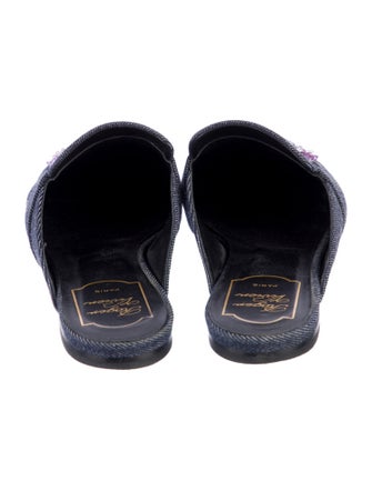 Roger Vivier Denim Sequin Embellishments Mules