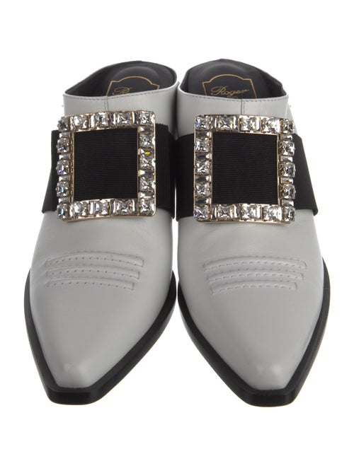 Roger Vivier Leather Crystal Embellishments Mules