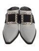 Roger Vivier Leather Crystal Embellishments Mules