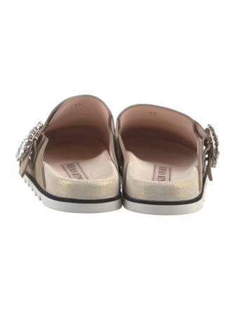 Roger Vivier Suede Crystal Embellishments Mules