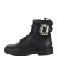 Roger Vivier Leather Crystal Embellishments Combat Boots