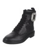 Roger Vivier Leather Crystal Embellishments Combat Boots