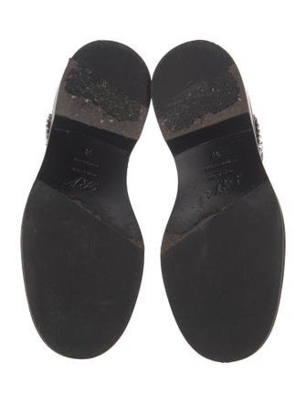 Roger Vivier Leather Crystal Embellishments Combat Boots