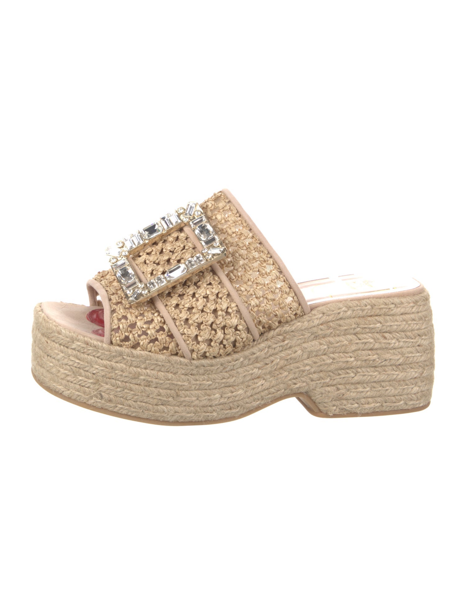 Roger Vivier Straw Mesh Accents Espadrilles