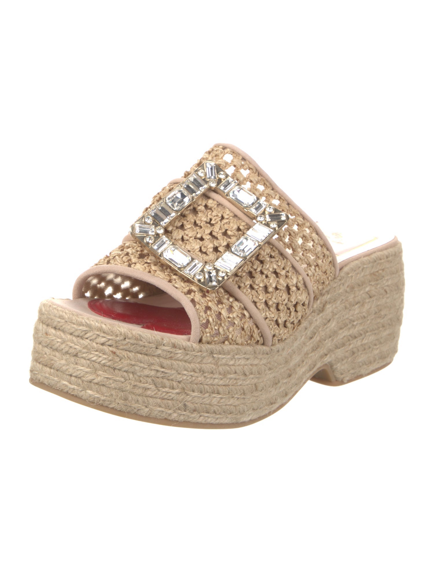 Roger Vivier Straw Mesh Accents Espadrilles