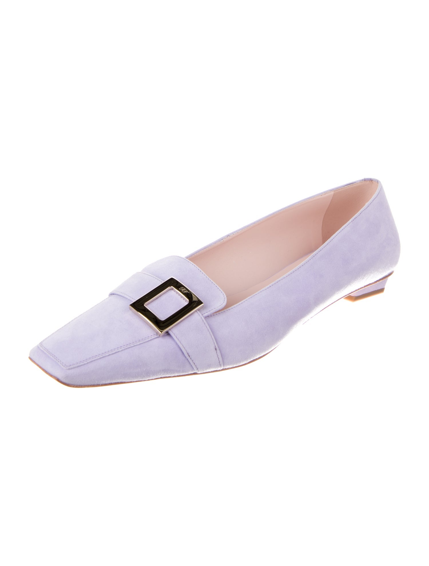 Roger Vivier Suede Leather Trim Embellishment Loafers