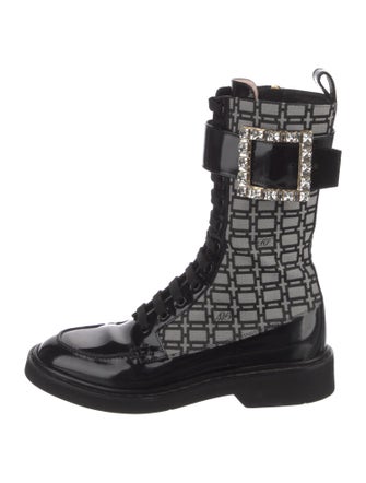 Roger Vivier Printed Crystal Embellishments Combat Boots