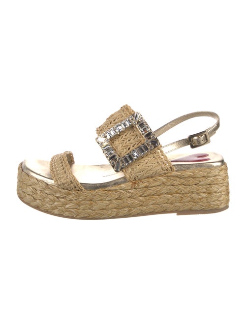 Roger Vivier Straw Crystal Embellishments Espadrilles