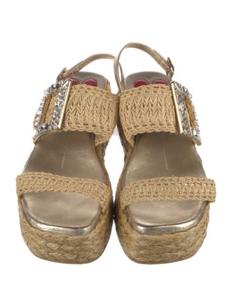 Roger Vivier Straw Crystal Embellishments Espadrilles