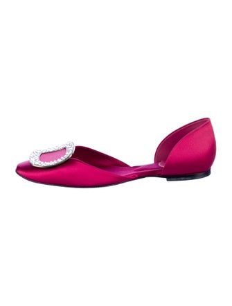 Roger Vivier Satin Crystal Embellishments D'Orsay Flats