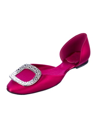 Roger Vivier Satin Crystal Embellishments D'Orsay Flats