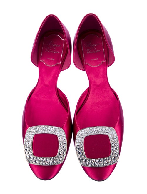 Roger Vivier Satin Crystal Embellishments D'Orsay Flats