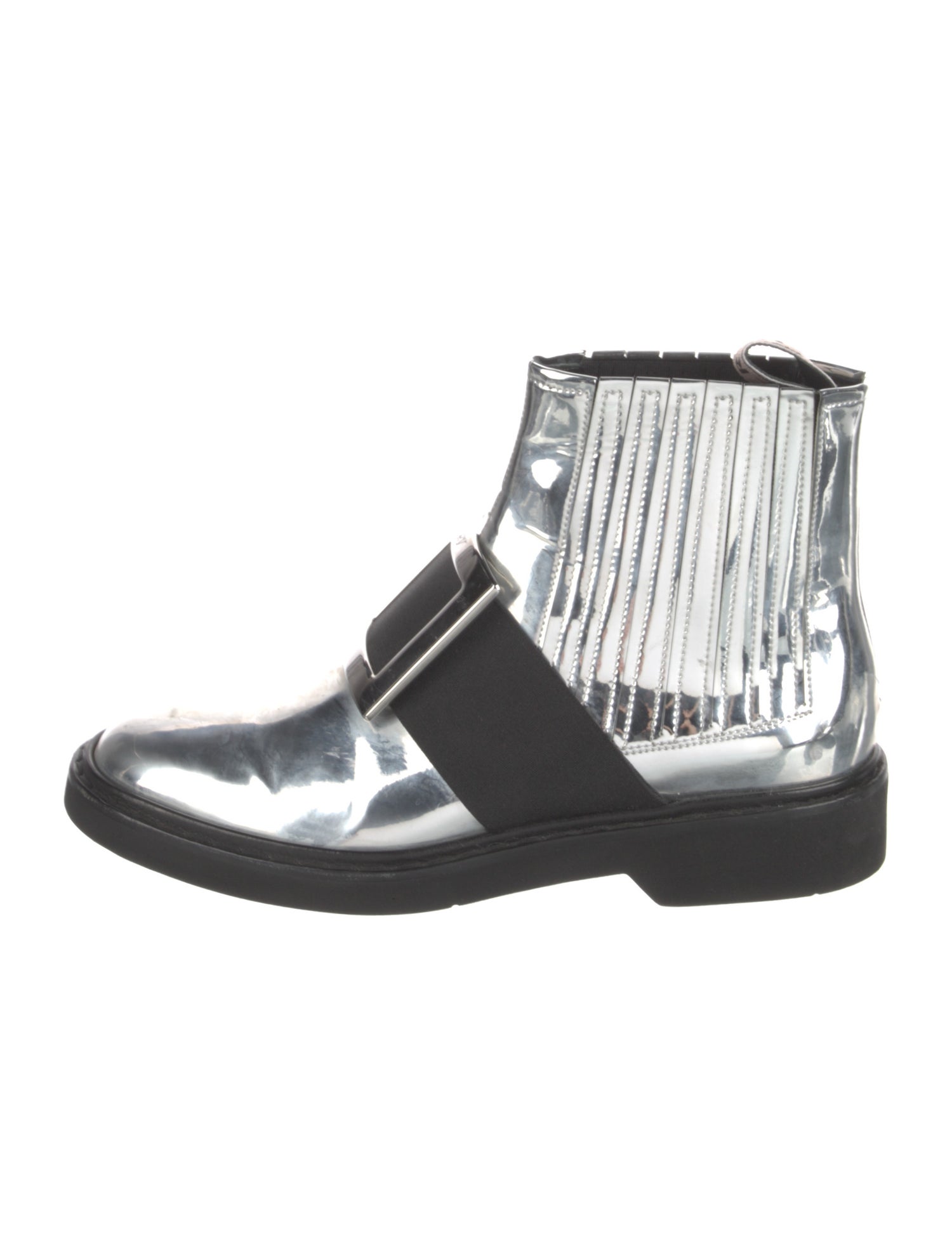 Roger Vivier Patent Leather Colorblock Pattern Rain Boots