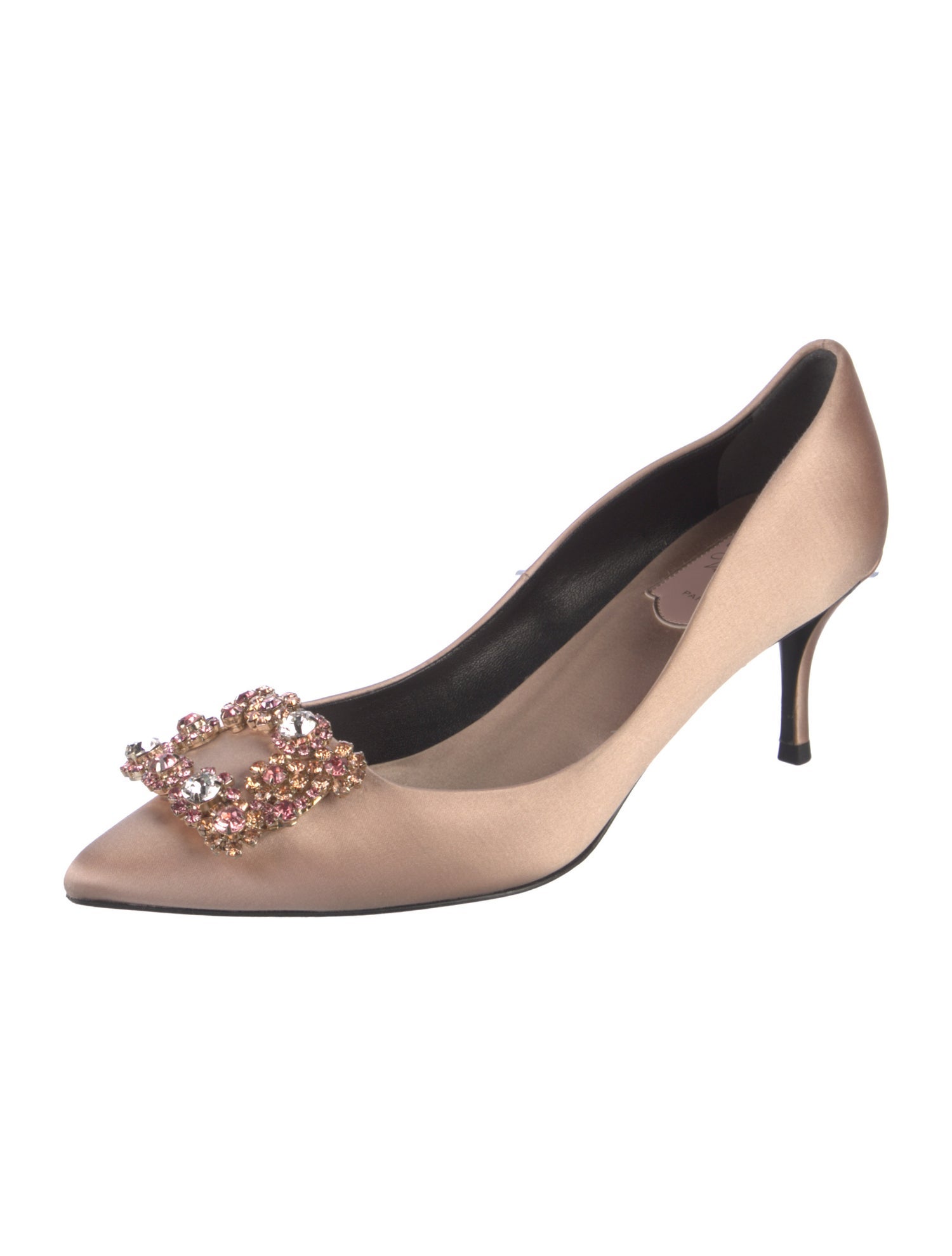 Roger Vivier Satin Crystal Embellishments Pumps