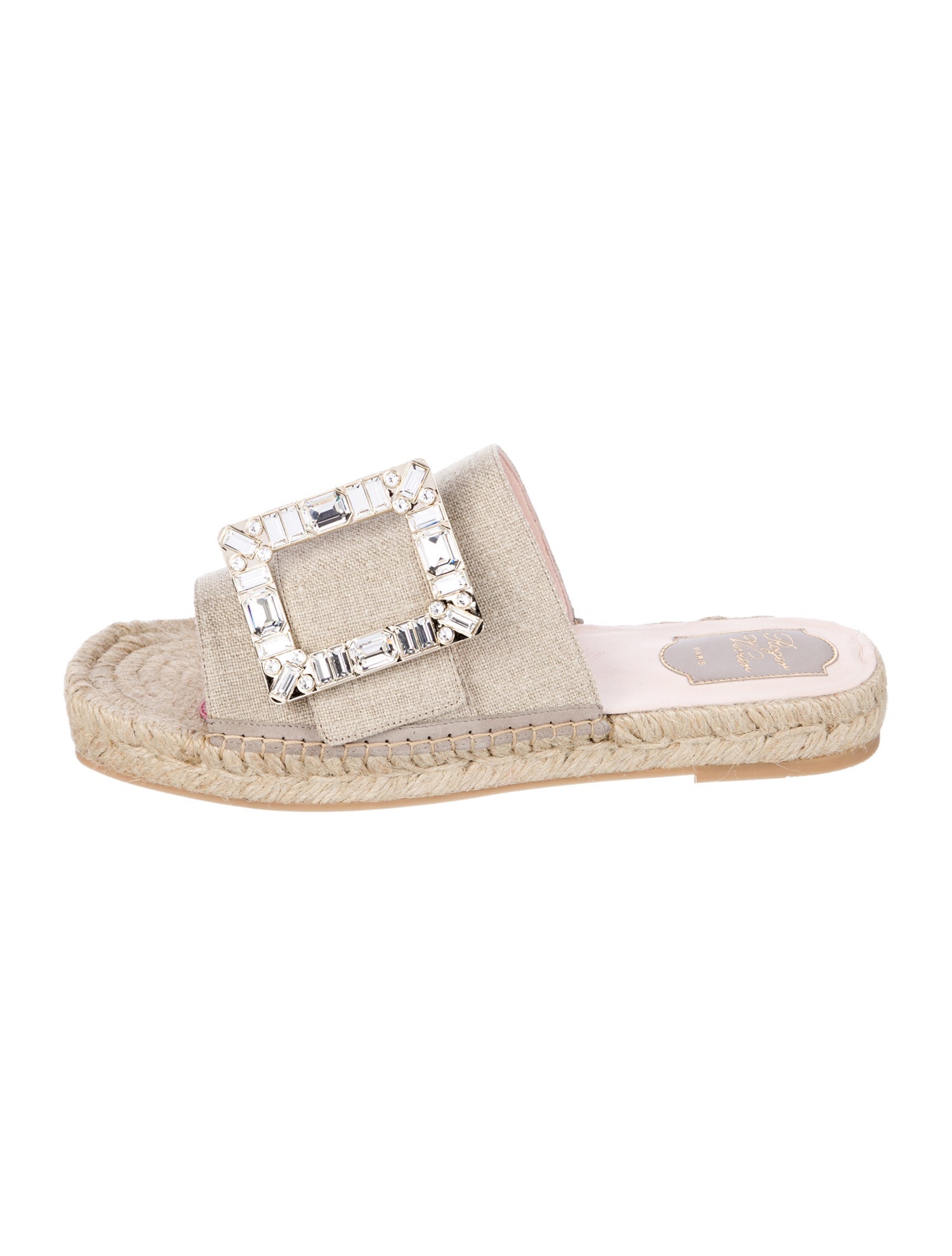 Roger Vivier Canvas Crystal Embellishments Espadrilles