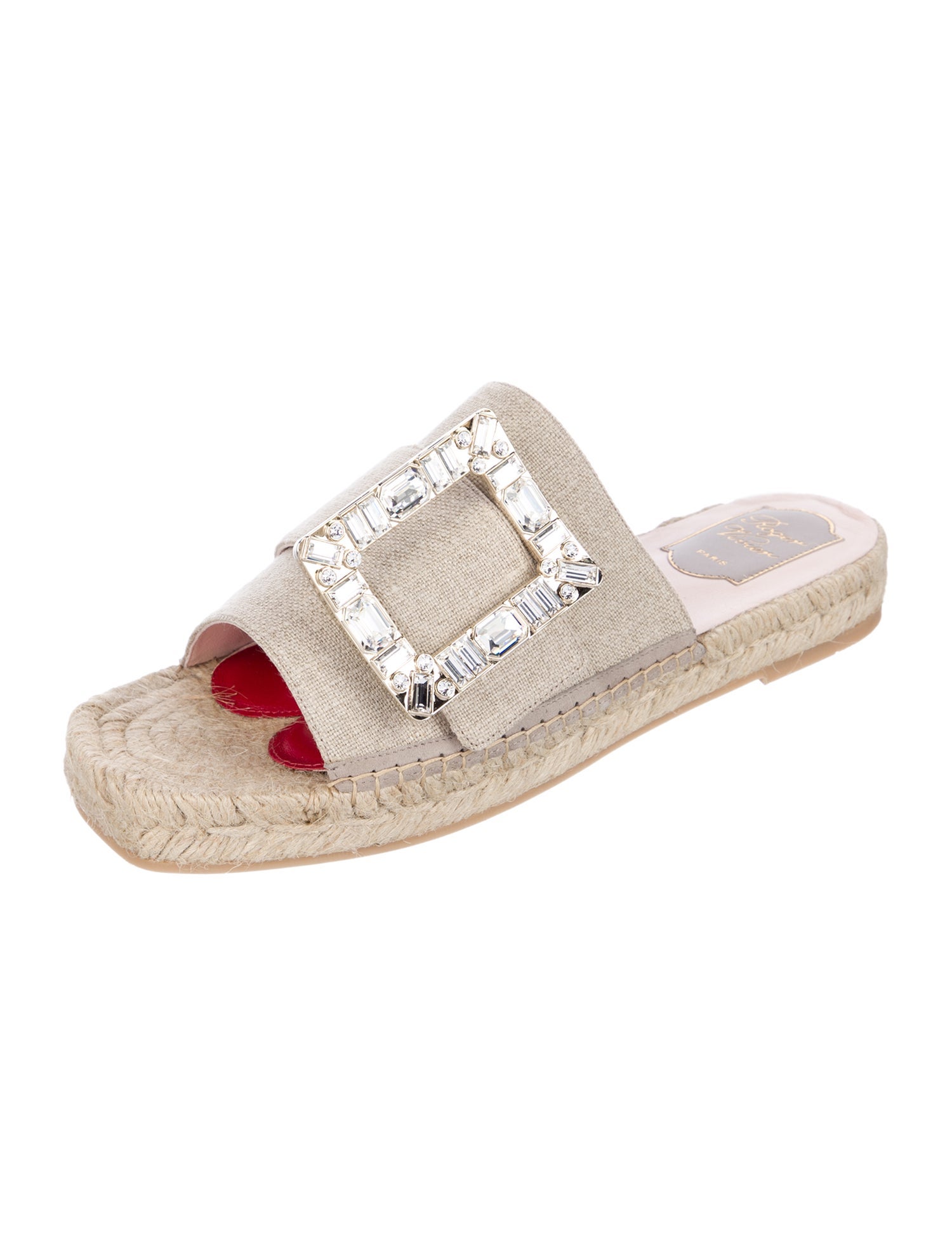 Roger Vivier Canvas Crystal Embellishments Espadrilles