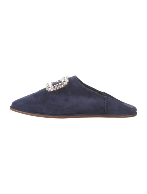 Roger Vivier Suede Crystal Embellishments Mules