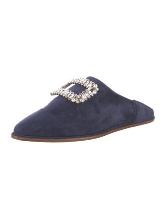 Roger Vivier Suede Crystal Embellishments Mules