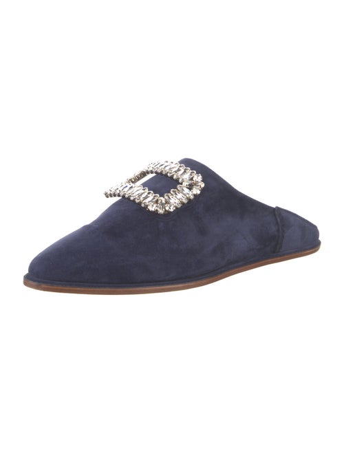 Roger Vivier Suede Crystal Embellishments Mules