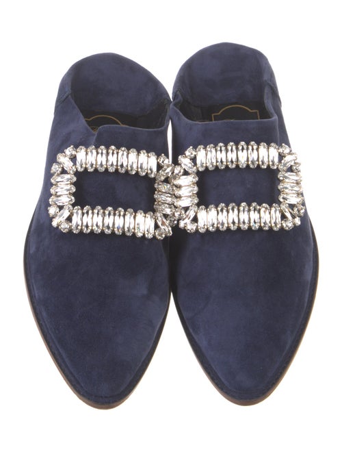 Roger Vivier Suede Crystal Embellishments Mules