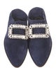 Roger Vivier Suede Crystal Embellishments Mules