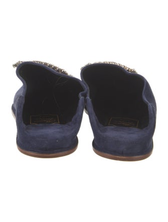 Roger Vivier Suede Crystal Embellishments Mules