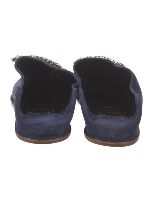 Roger Vivier Suede Crystal Embellishments Mules