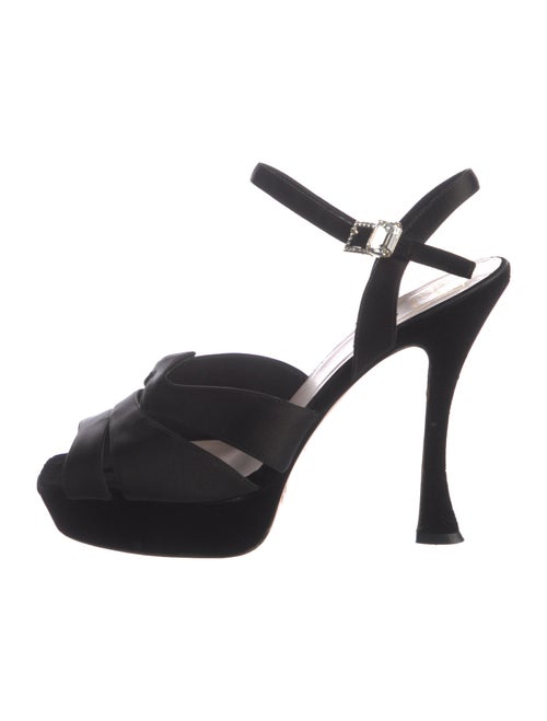 Roger Vivier Velvet Crystal Embellishments Sandals