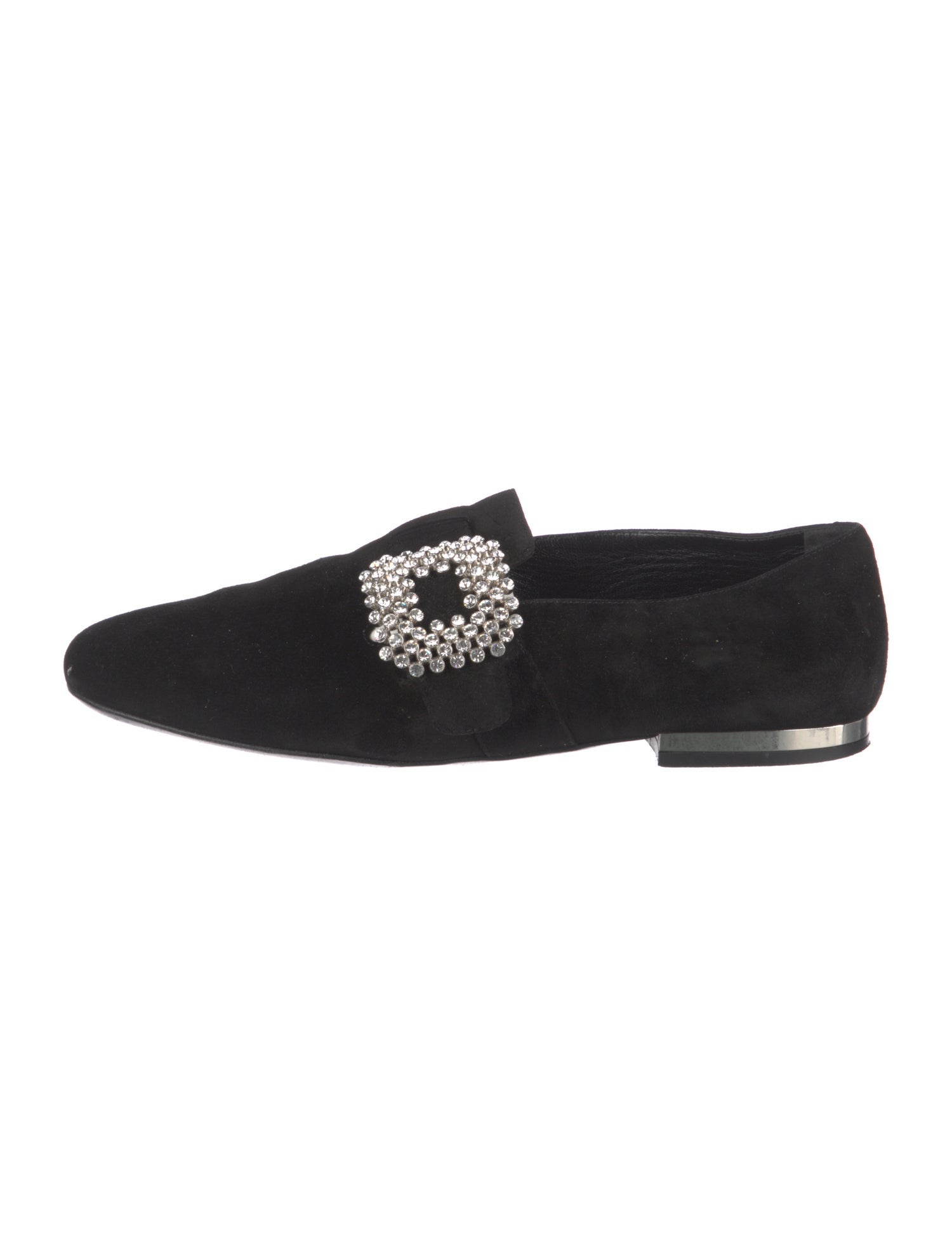 Roger Vivier Suede Crystal Embellishments Loafers