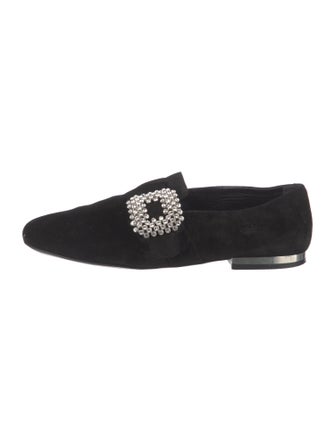 Roger Vivier Suede Crystal Embellishments Loafers