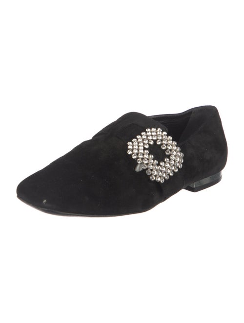 Roger Vivier Suede Crystal Embellishments Loafers