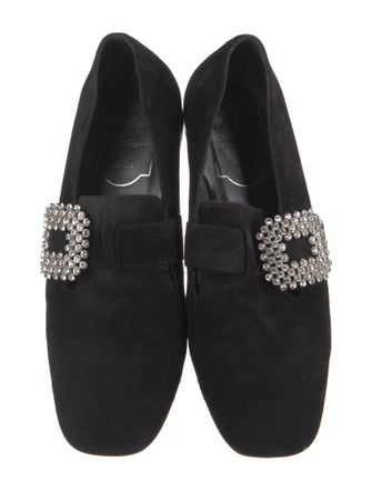 Roger Vivier Suede Crystal Embellishments Loafers
