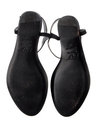 Roger Vivier Satin Crystal Embellishments T-Strap Sandals