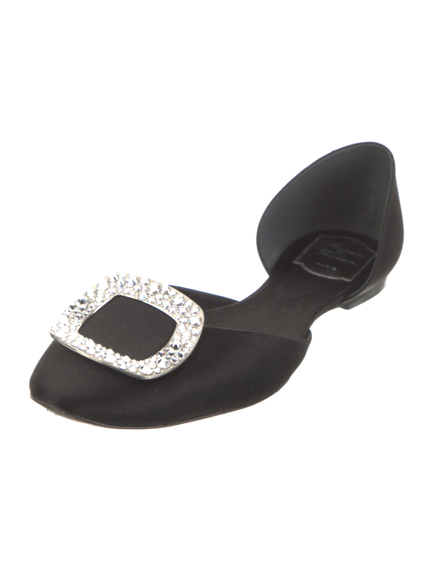 Roger Vivier Satin Crystal Embellishments D'Orsay Flats