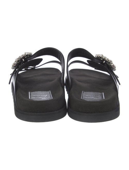 Roger Vivier Leather Crystal Embellishments Slides