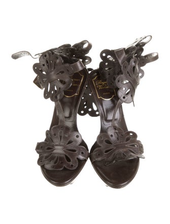 Roger Vivier Leather Cutout Accent Gladiator Sandals