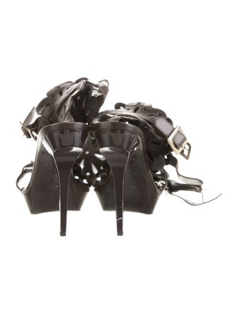 Roger Vivier Leather Cutout Accent Gladiator Sandals