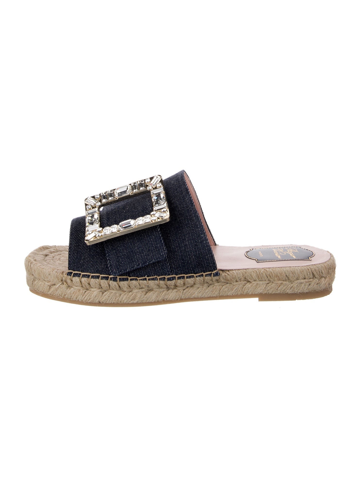 Roger Vivier Denim Crystal Embellishments Espadrilles