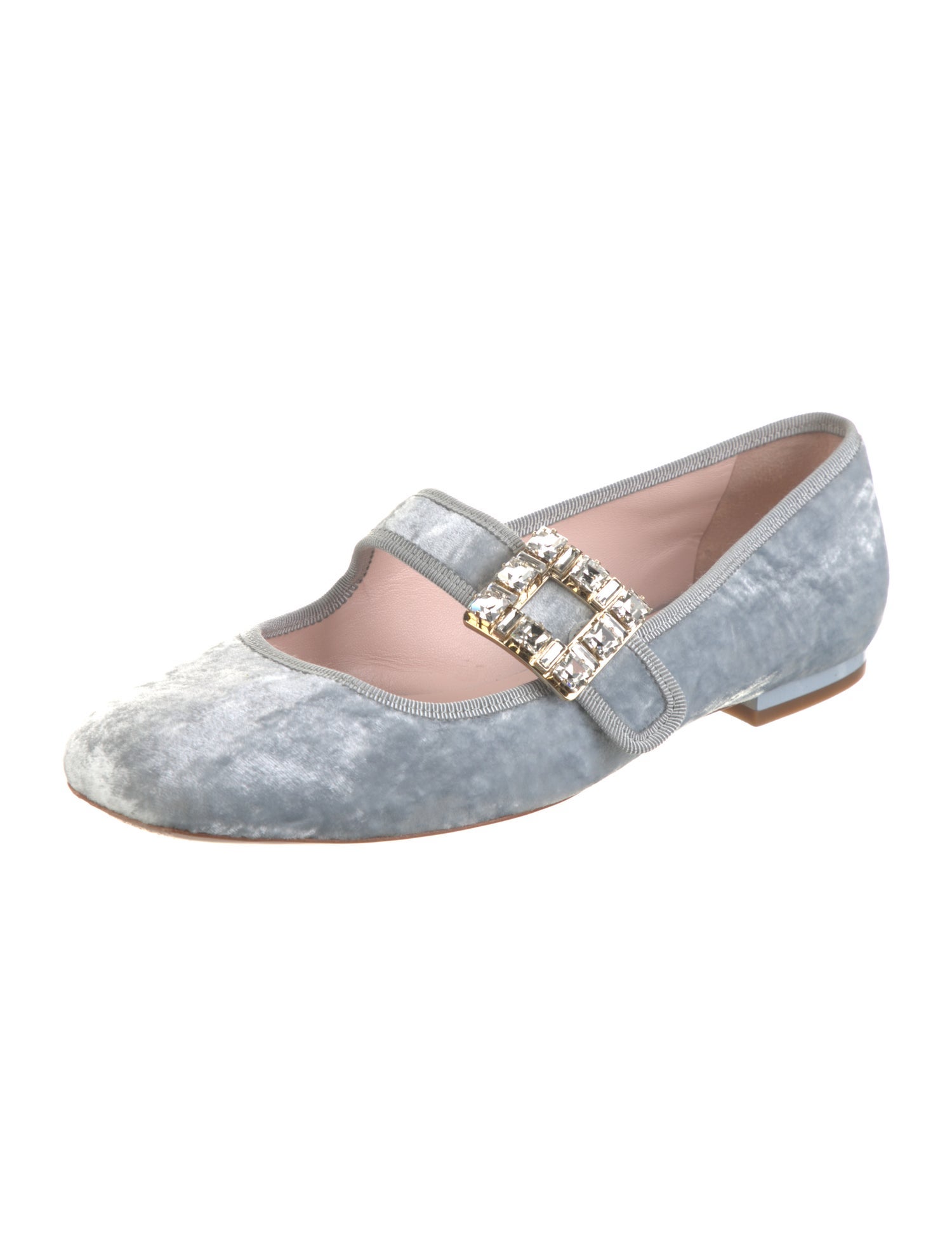 Roger Vivier Velvet Crystal Embellishments Mary Jane Flats