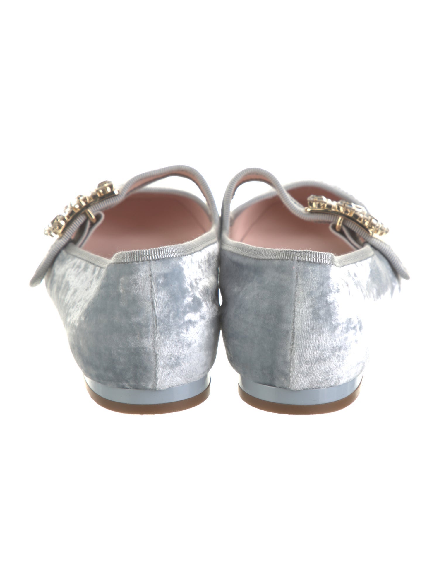 Roger Vivier Velvet Crystal Embellishments Mary Jane Flats