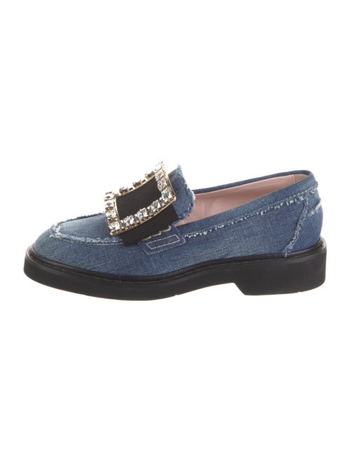 Roger Vivier Denim Crystal Embellishments Loafers