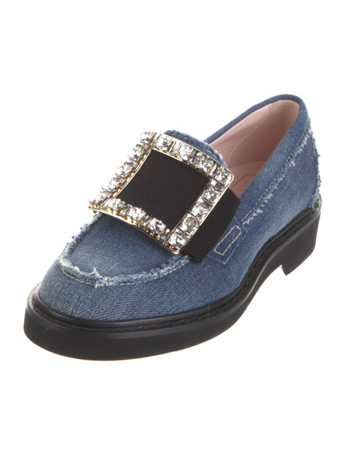 Roger Vivier Denim Crystal Embellishments Loafers