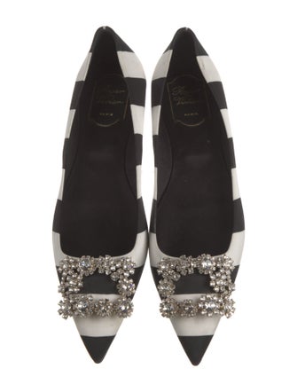 Roger Vivier Striped Crystal Embellishments Flats