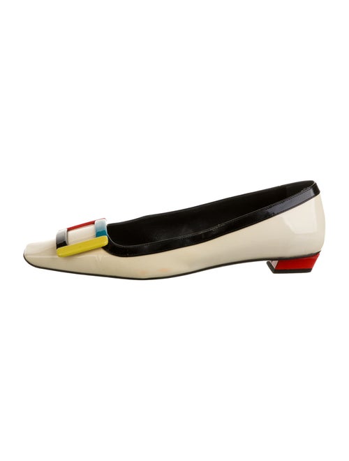 Roger Vivier Patent Leather Colorblock Pattern Flats