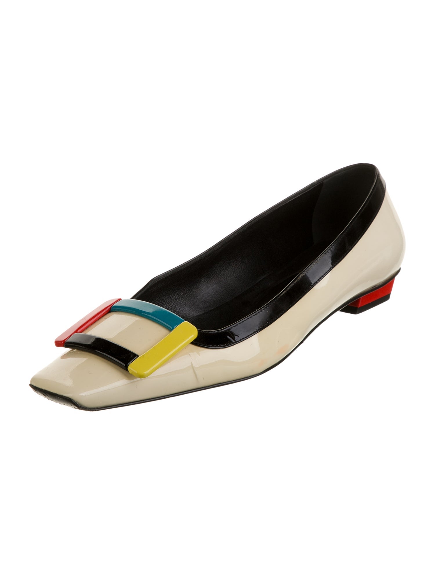 Roger Vivier Patent Leather Colorblock Pattern Flats