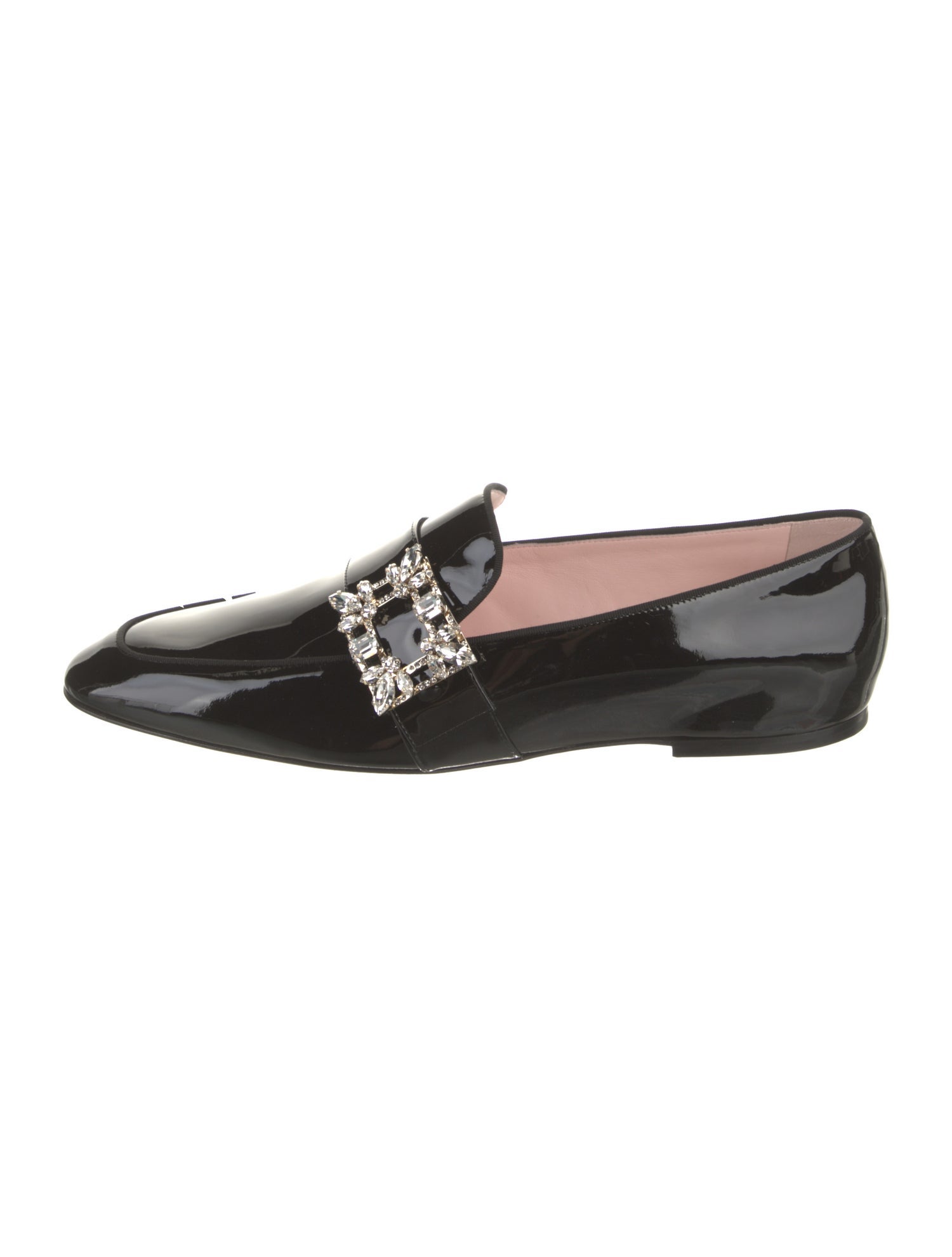 Roger Vivier Patent Leather Crystal Embellishments Loafers
