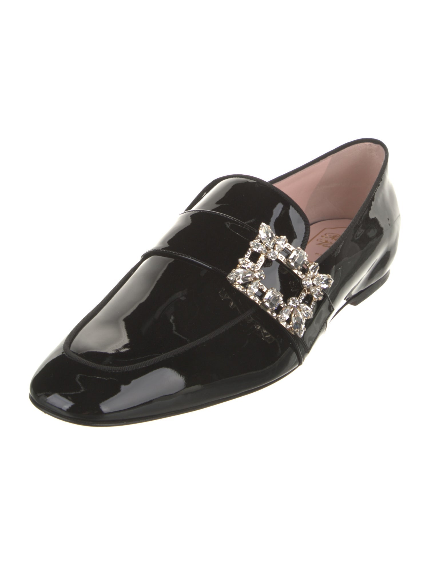 Roger Vivier Patent Leather Crystal Embellishments Loafers