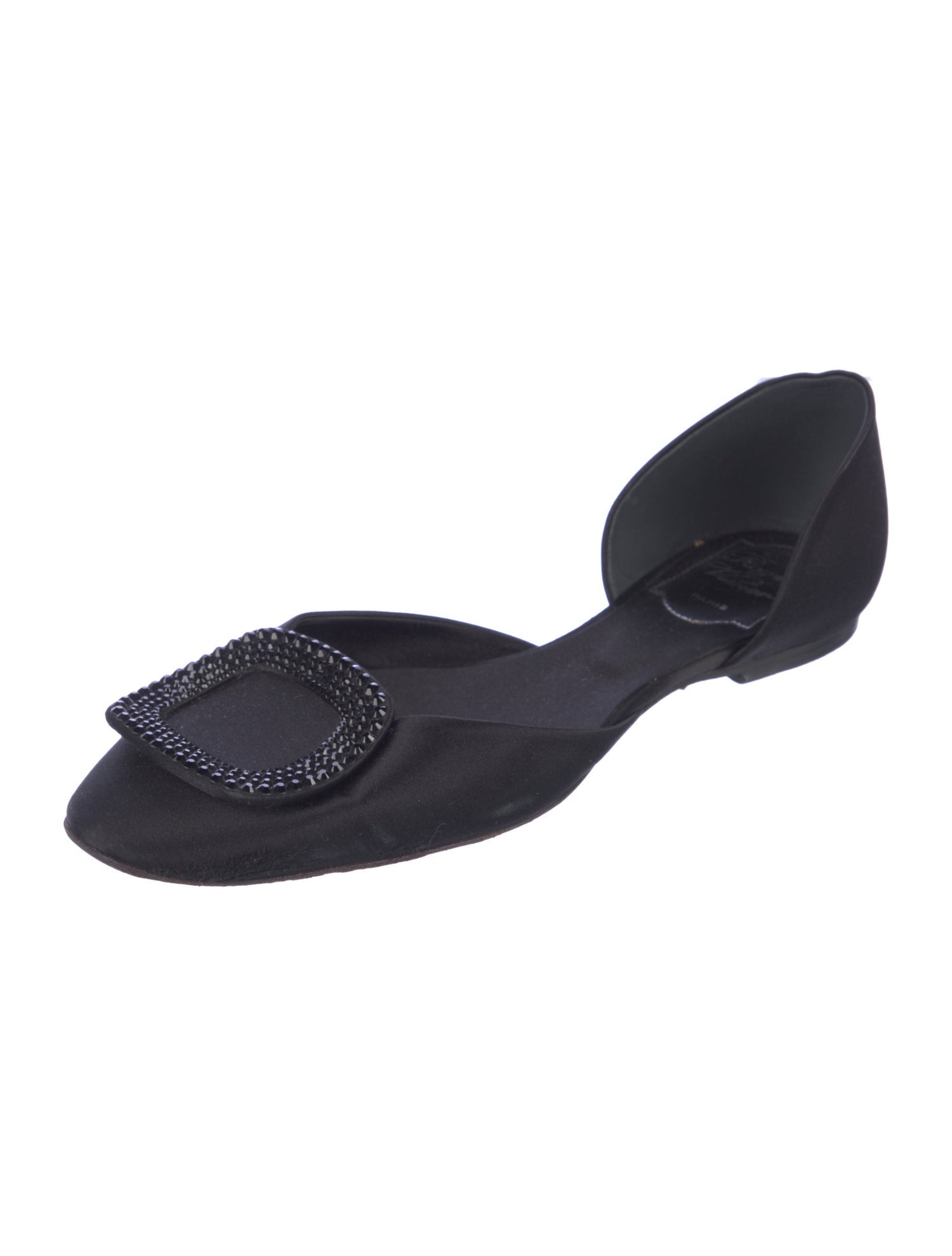 Roger Vivier Satin Crystal Embellishments D'Orsay Flats